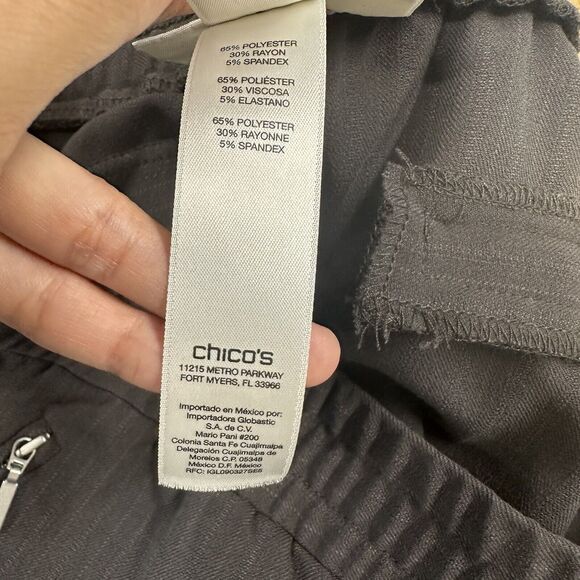 Chico's Women’s Size 0 Small Pull On Pants‎ Elastic Waist Casual Stripes Pockets - Picture 7 of 11